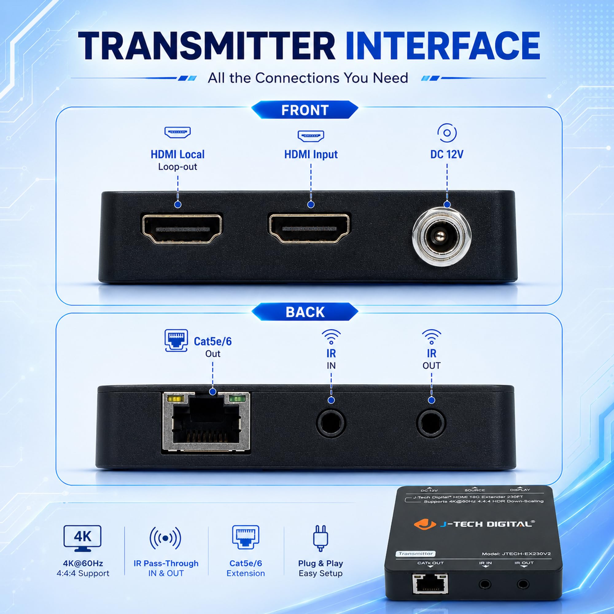 Amazon | J-Tech Digital 4K@60Hz HDMIエクステンダー 猫 5e/6